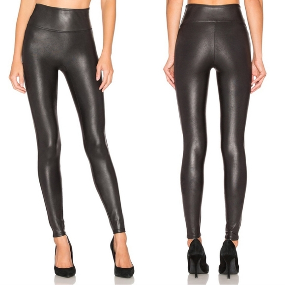 Spanx Famous Faux Vegan Leather Leggings Black Small - Picture 1 of 8